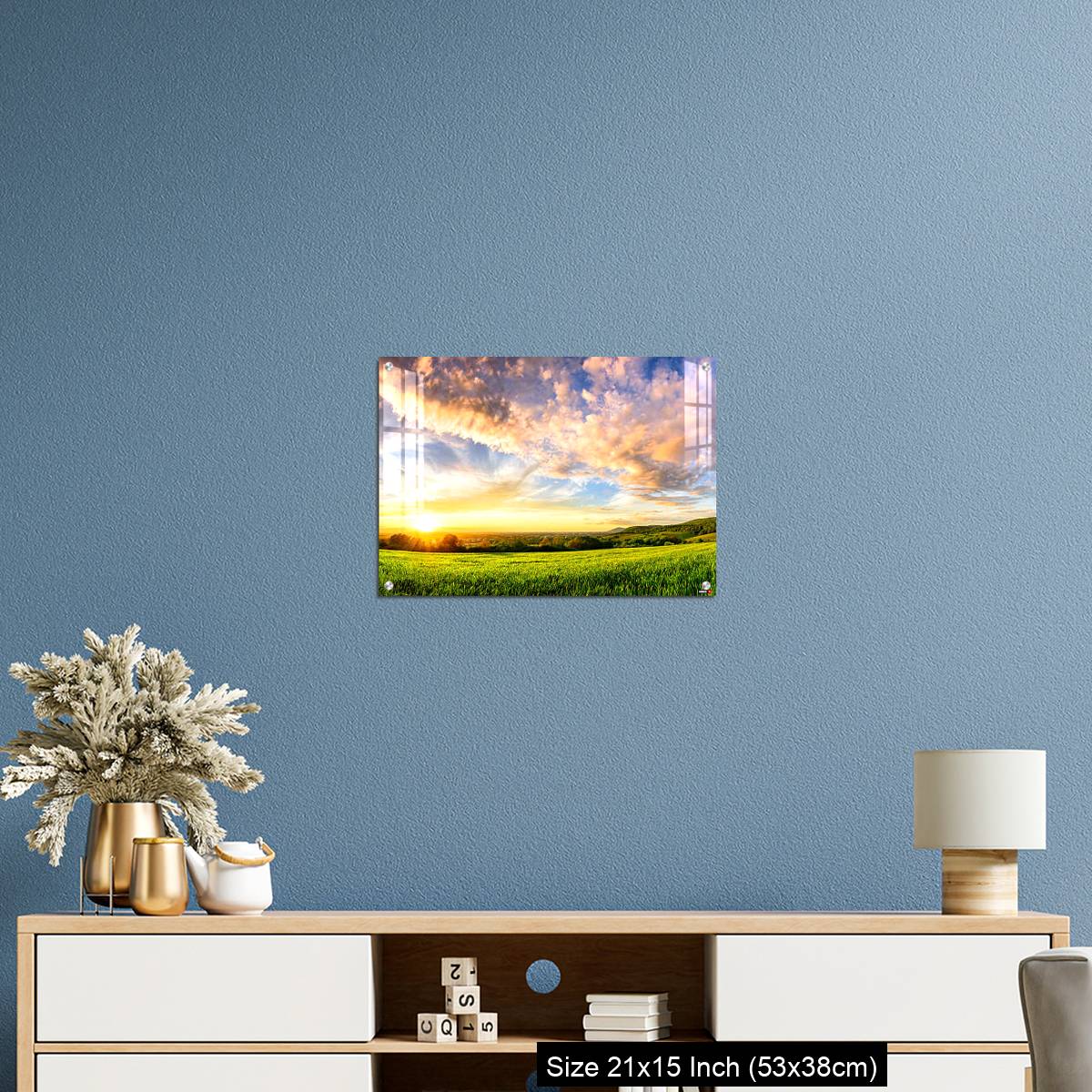 OMGs Acrylic Wall Decor – Panorama of colourful sunset on a green meadow - Image 17