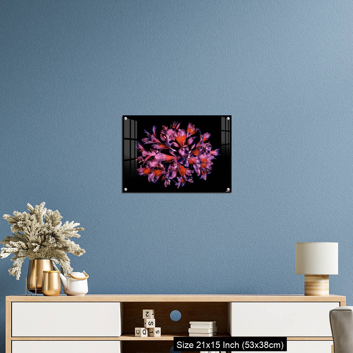 OMGs Acrylic Wall Decor – Vibrant coloured floral abstract design using Peruvian lilies with black background - Image 17