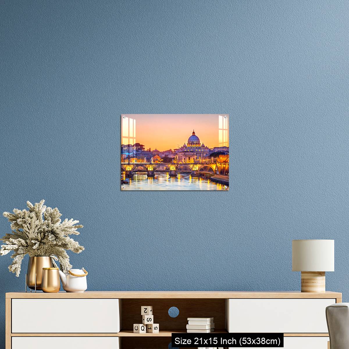 OMGs Acrylic Wall Decor – View on Tiber and St. Peter's cathedral at night, Rome - Image 17