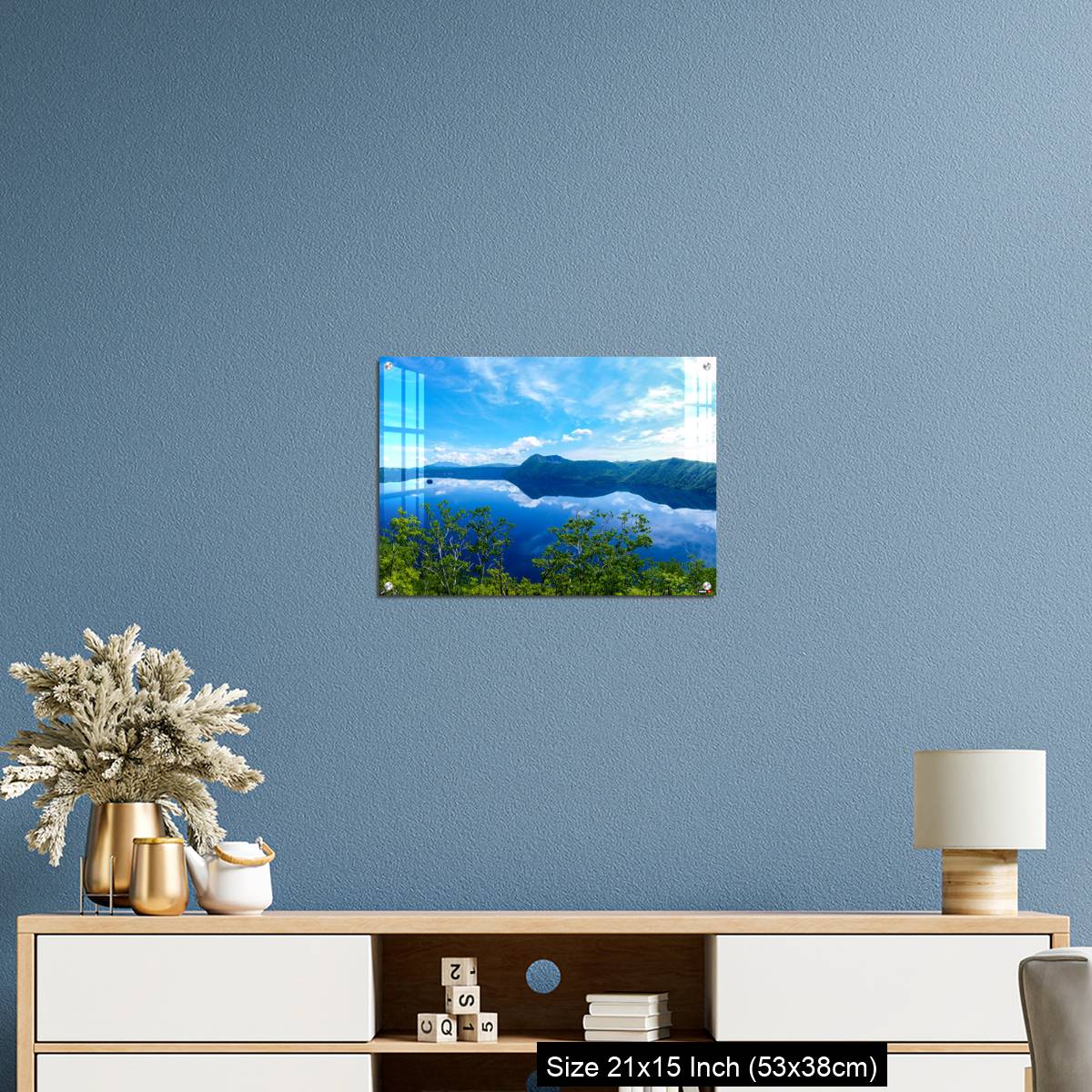 OMGs Acrylic Wall Decor – panoramic view of a lake reflecting sky. Lake Mashu,Akan National Park,Japan. - Image 17