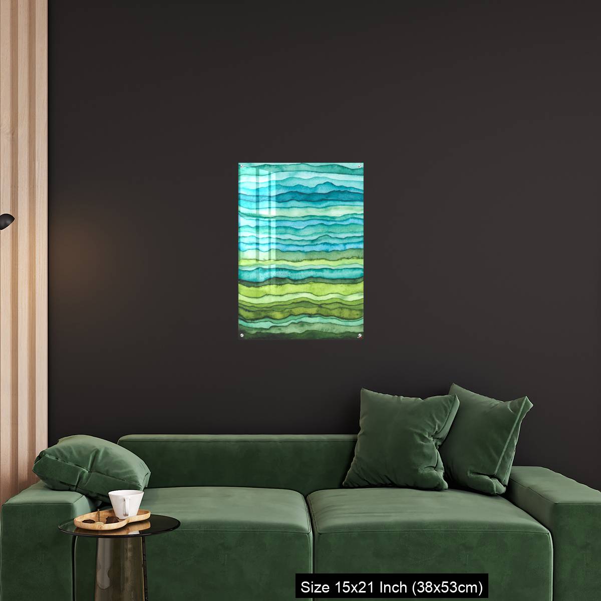 OMGs Acrylic Wall Decor – Blue and Green Waves. Hand Drawn Watercolor Background - Image 18