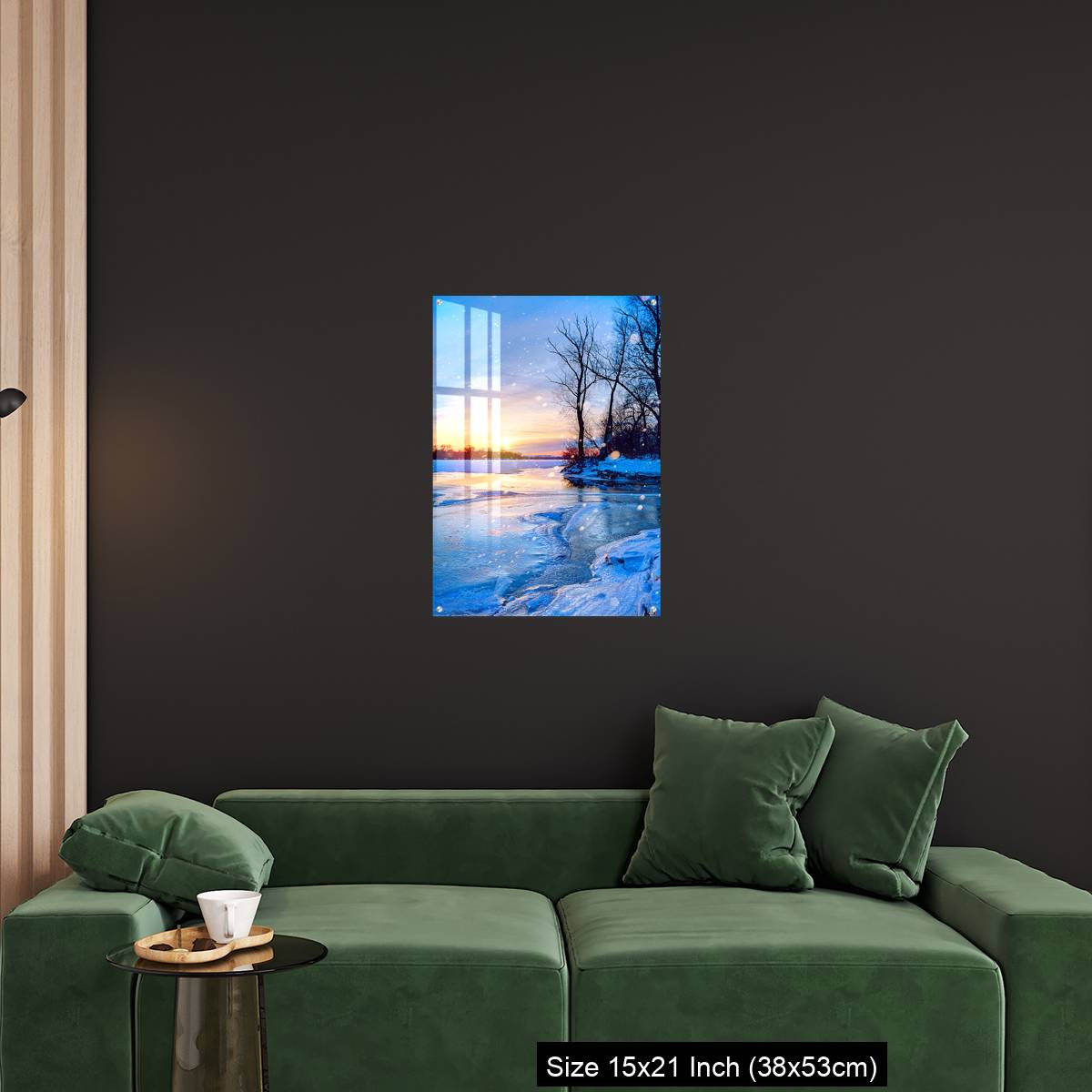 OMGs Acrylic Wall Decor – winter landscape panorama; sunset on the frozen river - Image 18