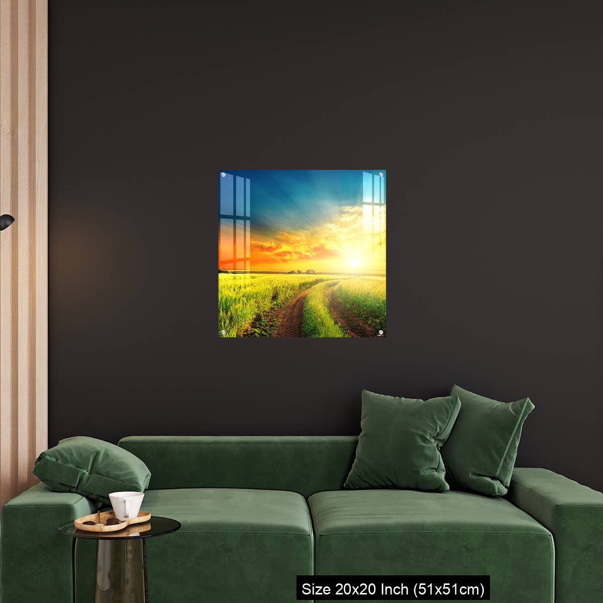 OMGs Acrylic Wall Decor – good sunset and road in green fields - Image 18
