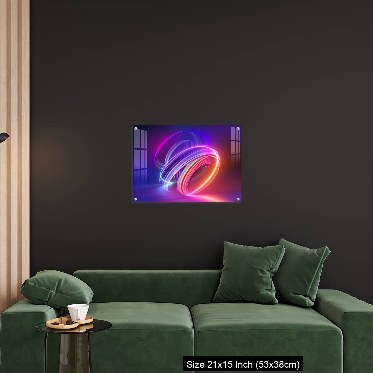 OMGs Acrylic Wall Decor – Colorful background with abstract shape glowing in ultraviolet spectrum, curvy neon lines - Image 18
