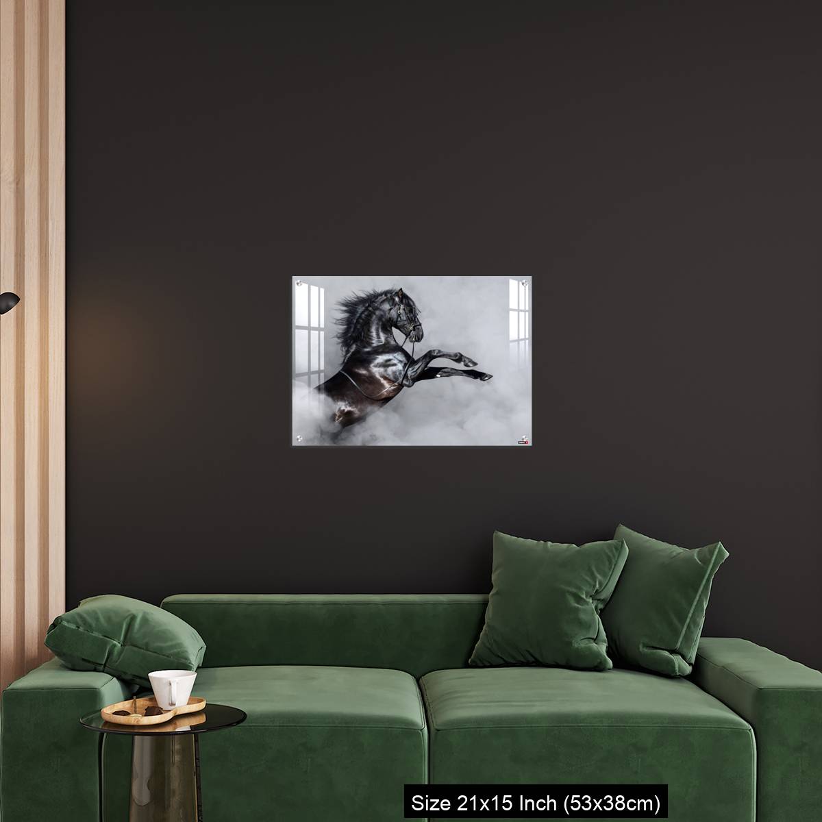OMGs Acrylic Wall Decor – Black Andalusian horse rearing in smoke. - Image 18