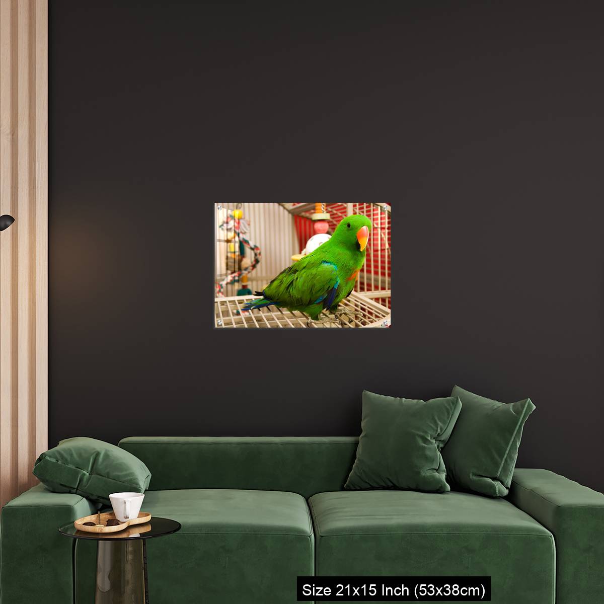 OMGs Acrylic Wall Decor – Green parrot perched on the open door of its cage - Image 18
