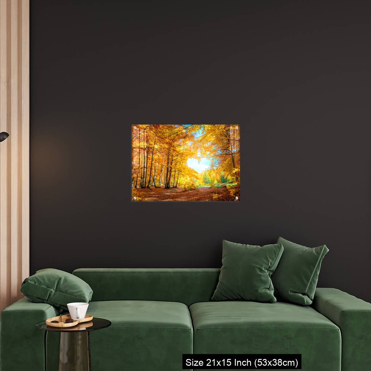 OMGs Acrylic Wall Decor – Heart of autumn - yellow orange trees in forest with heart shape, sunny weather, good day - Image 18