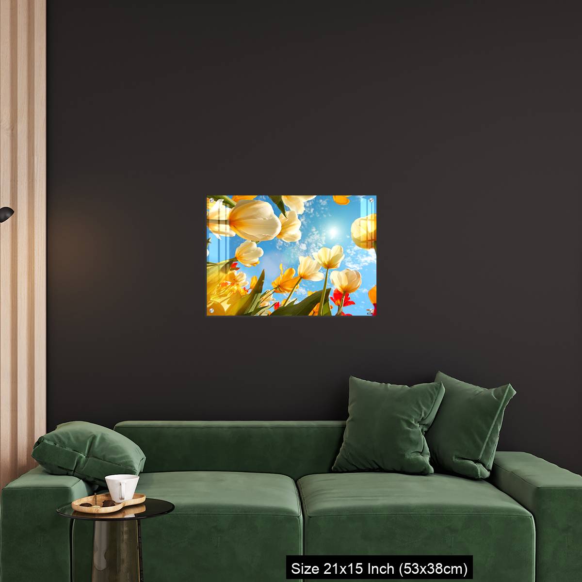 OMGs Acrylic Wall Decor – Summertime: sunny sky with colorful tulips flowers, looking up - Image 18