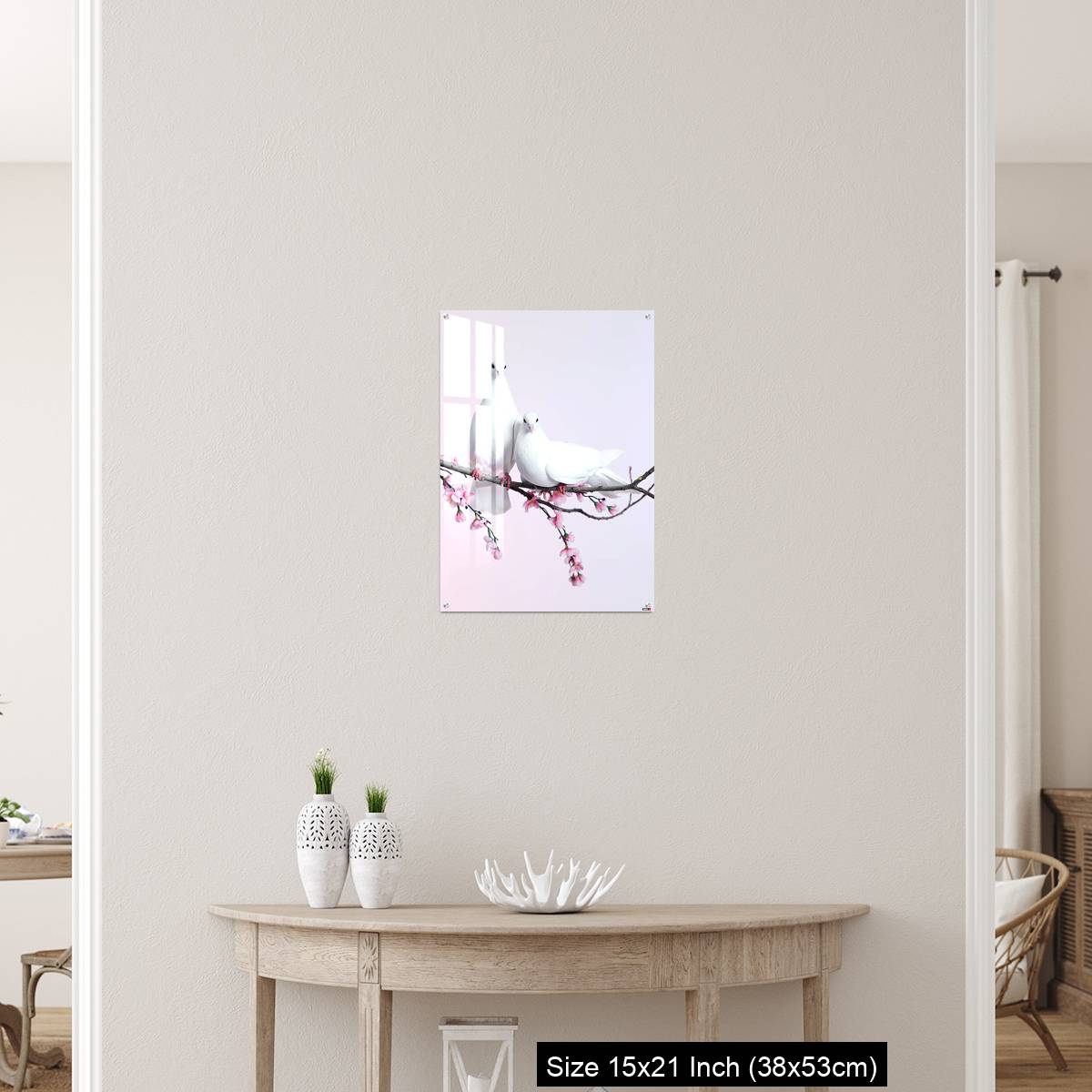 OMGs Acrylic Wall Decor – A pair of doves sat on a branch with blossom - Image 19