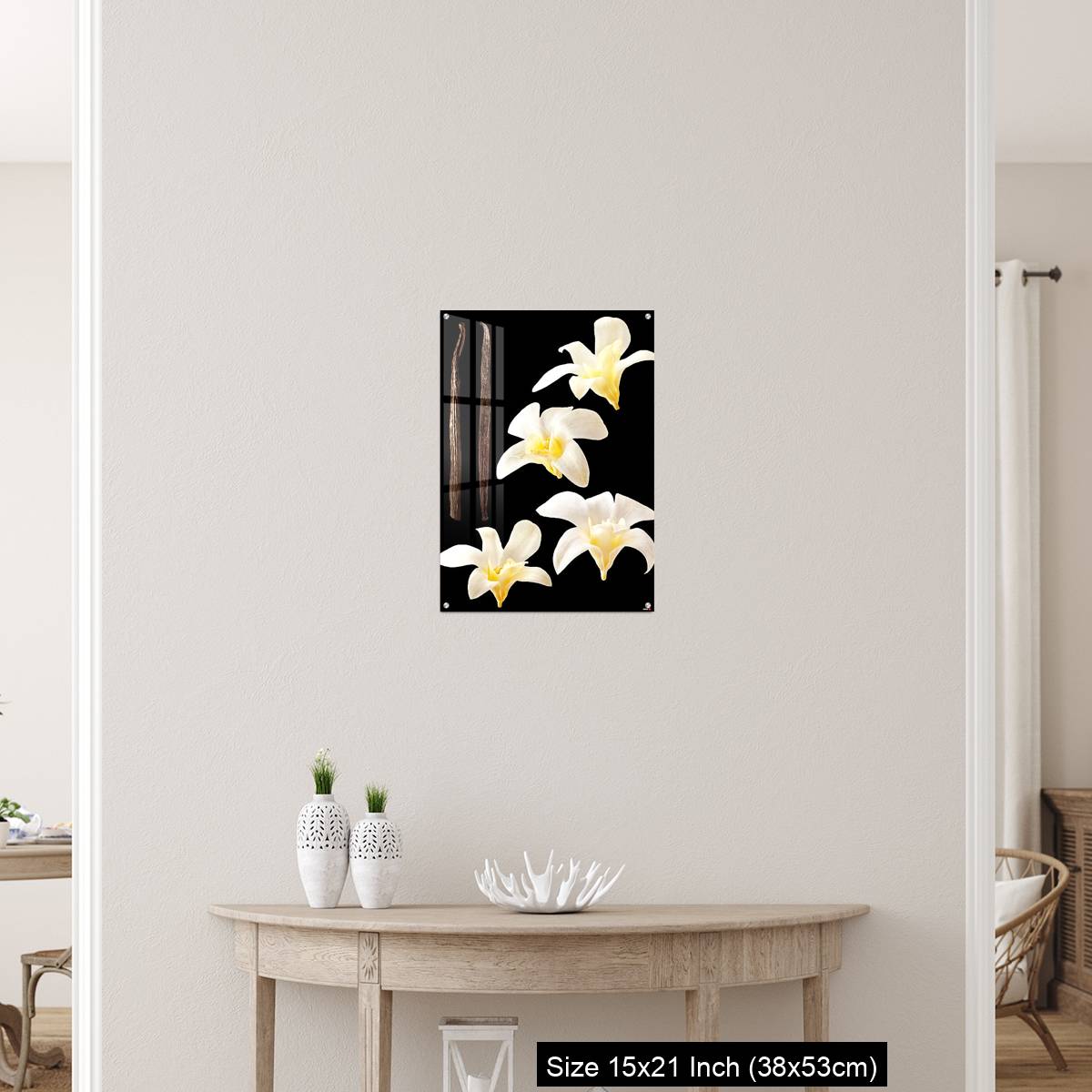 OMGs Acrylic Wall Decor – Vanilla flowers and stick isolated on black background - Image 19
