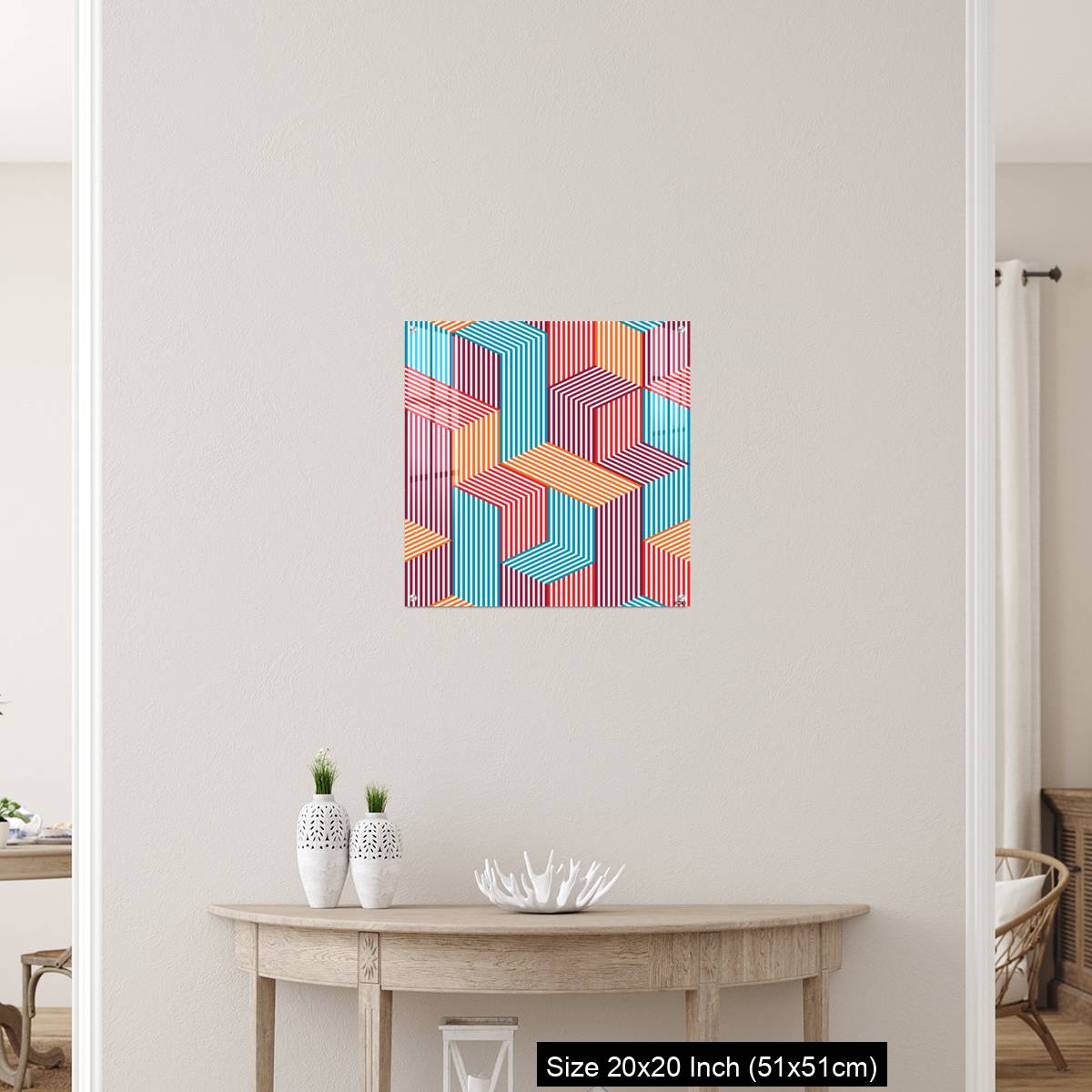 OMGs Acrylic Wall Decor – 3D dimensional lined cubes seamless pattern, geometric endless texture with lines and boxes - Image 19