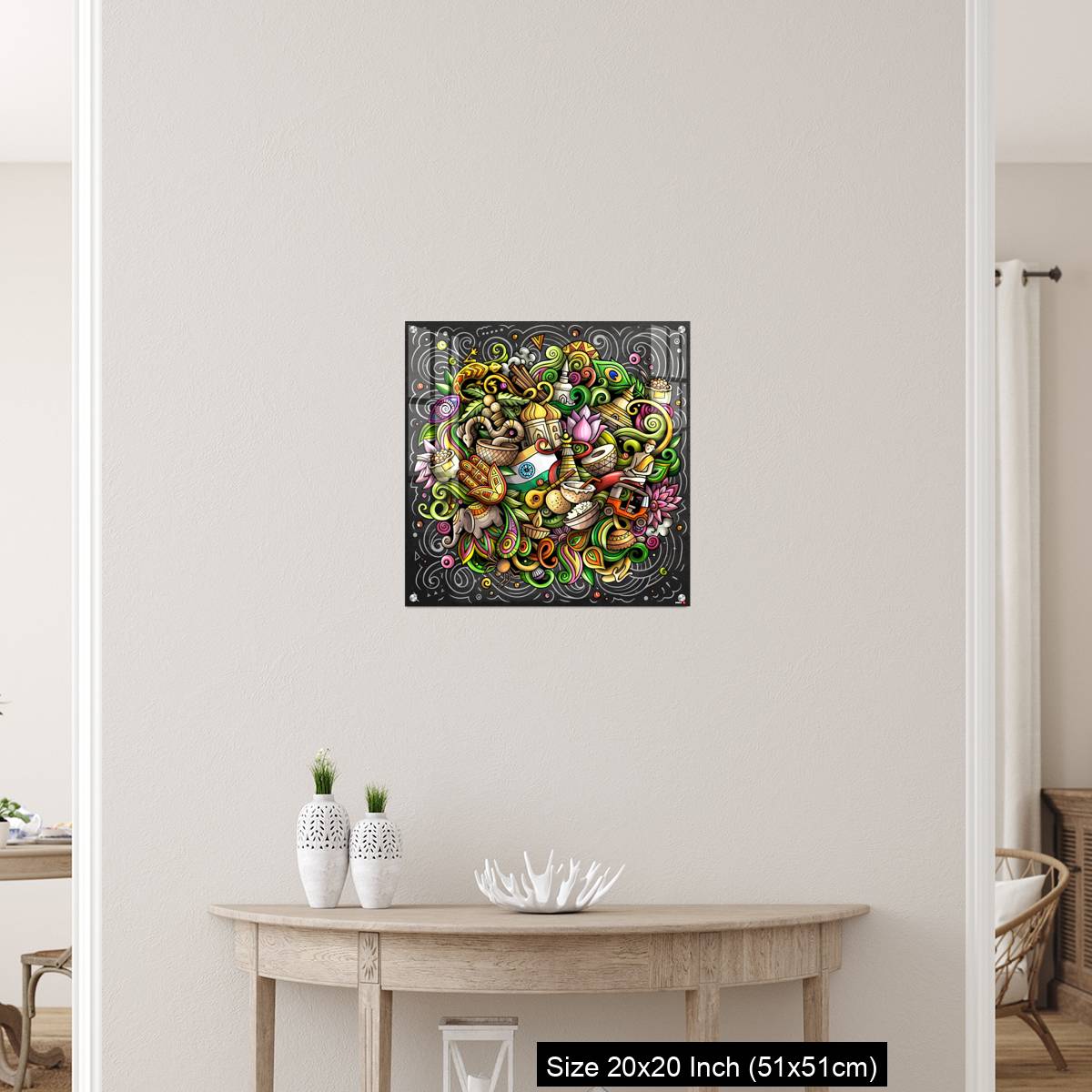 OMGs Acrylic Wall Decor – India hand drawn cartoon doodles - Image 19