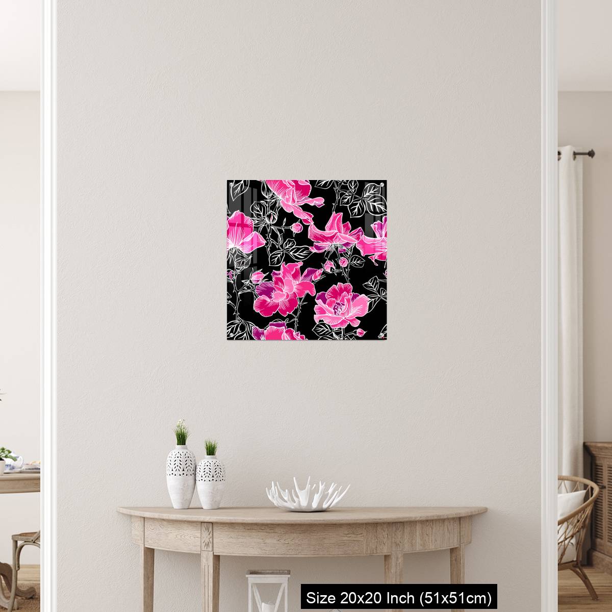 OMGs Acrylic Wall Decor – Seamless pattern with blossom red large roses petals buds and leaves. - Image 19