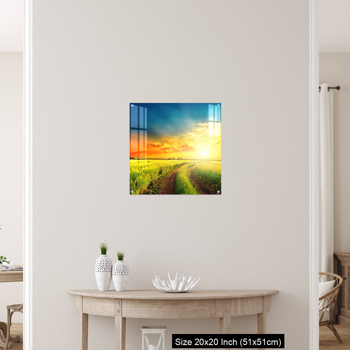 OMGs Acrylic Wall Decor – good sunset and road in green fields - Image 19