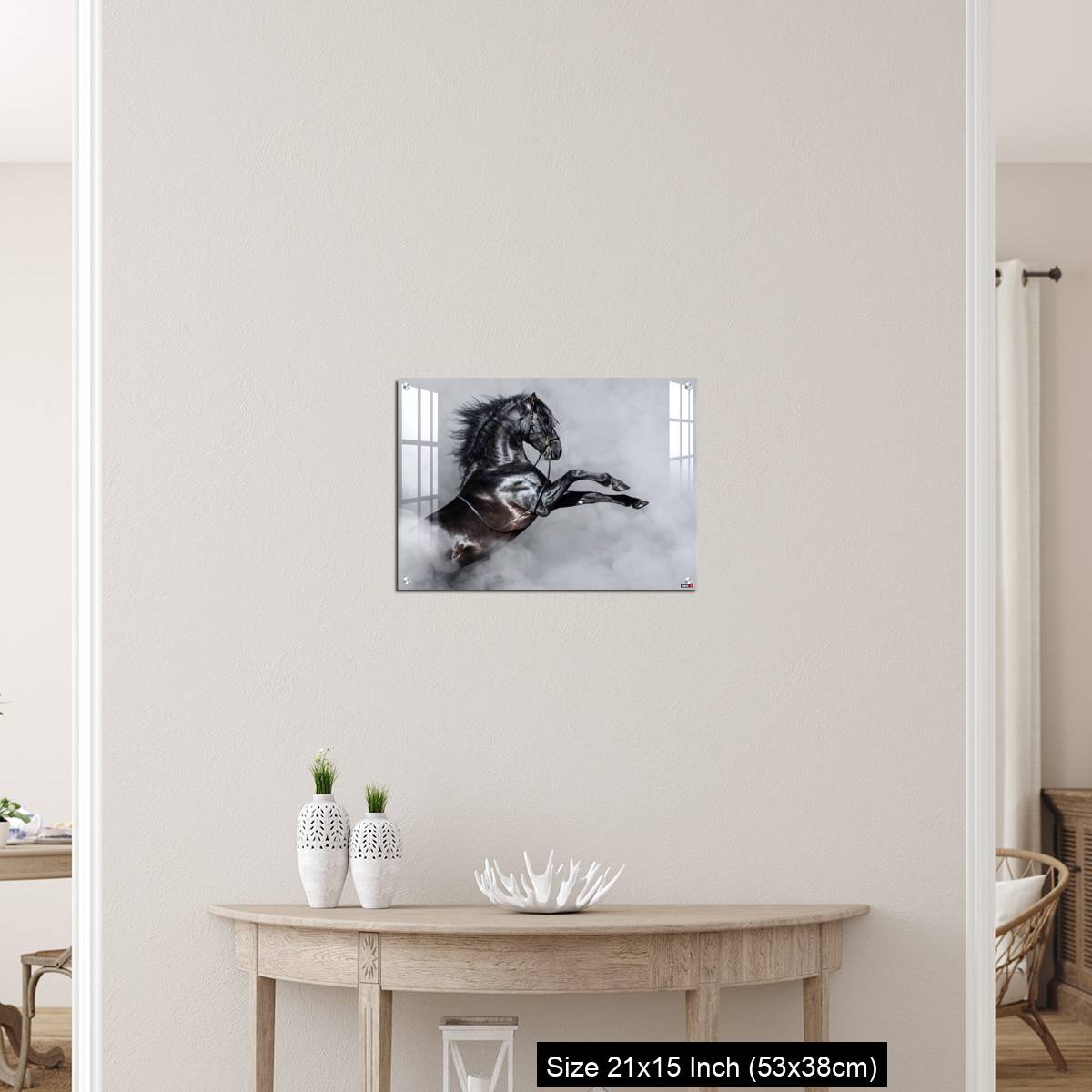 OMGs Acrylic Wall Decor – Black Andalusian horse rearing in smoke. - Image 19