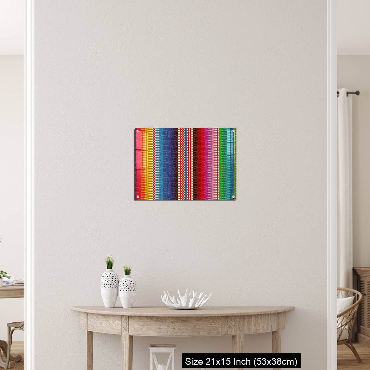OMGs Acrylic Wall Decor – Background for Cinco de Mayo party decor or ethnic mexican fabric pattern with colorful stripes. - Image 19