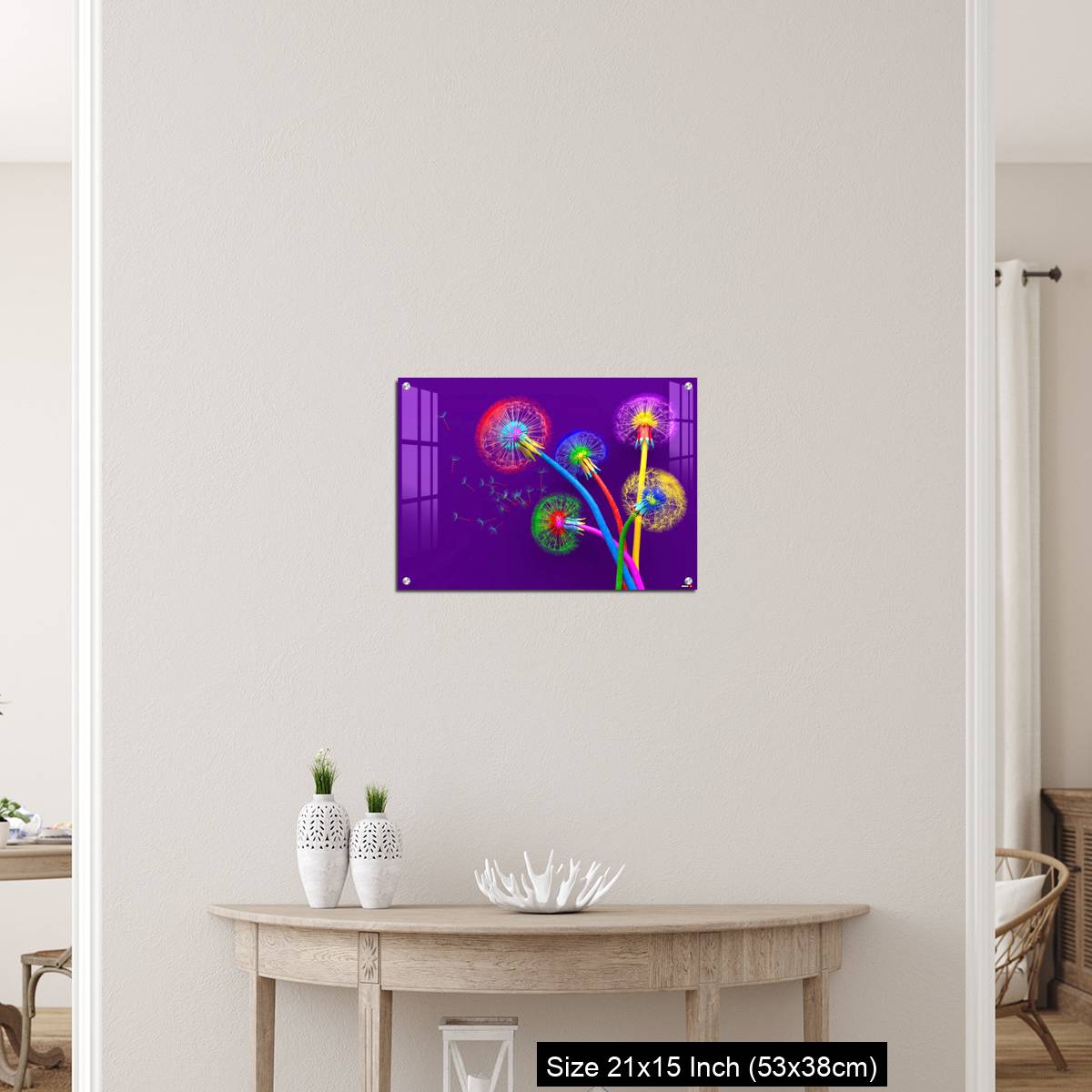 OMGs Acrylic Wall Decor – Bouquet of five flowers of blossoming dandelions of unusual colorful colors - Image 19