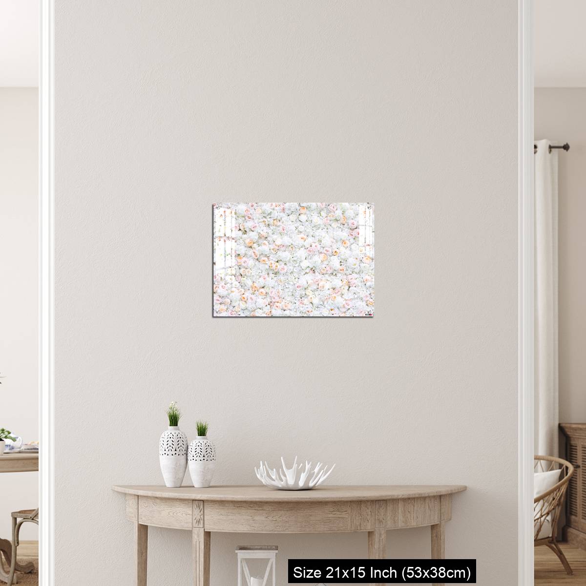 OMGs Acrylic Wall Decor – Flowers wall background with white and light orange roses. - Image 19