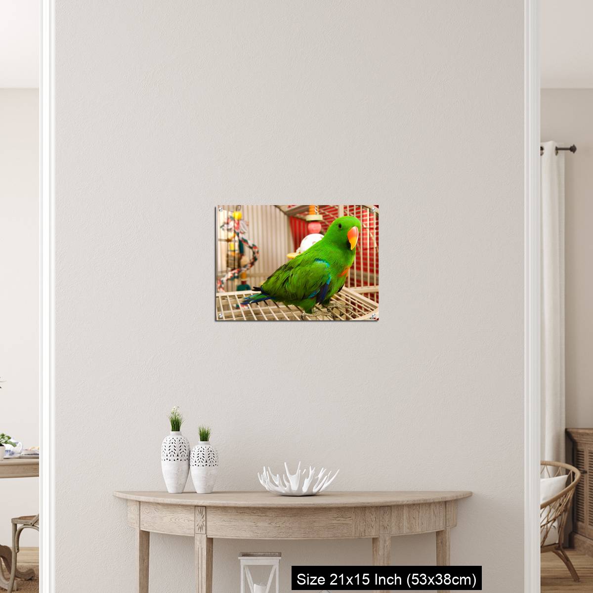 OMGs Acrylic Wall Decor – Green parrot perched on the open door of its cage - Image 19