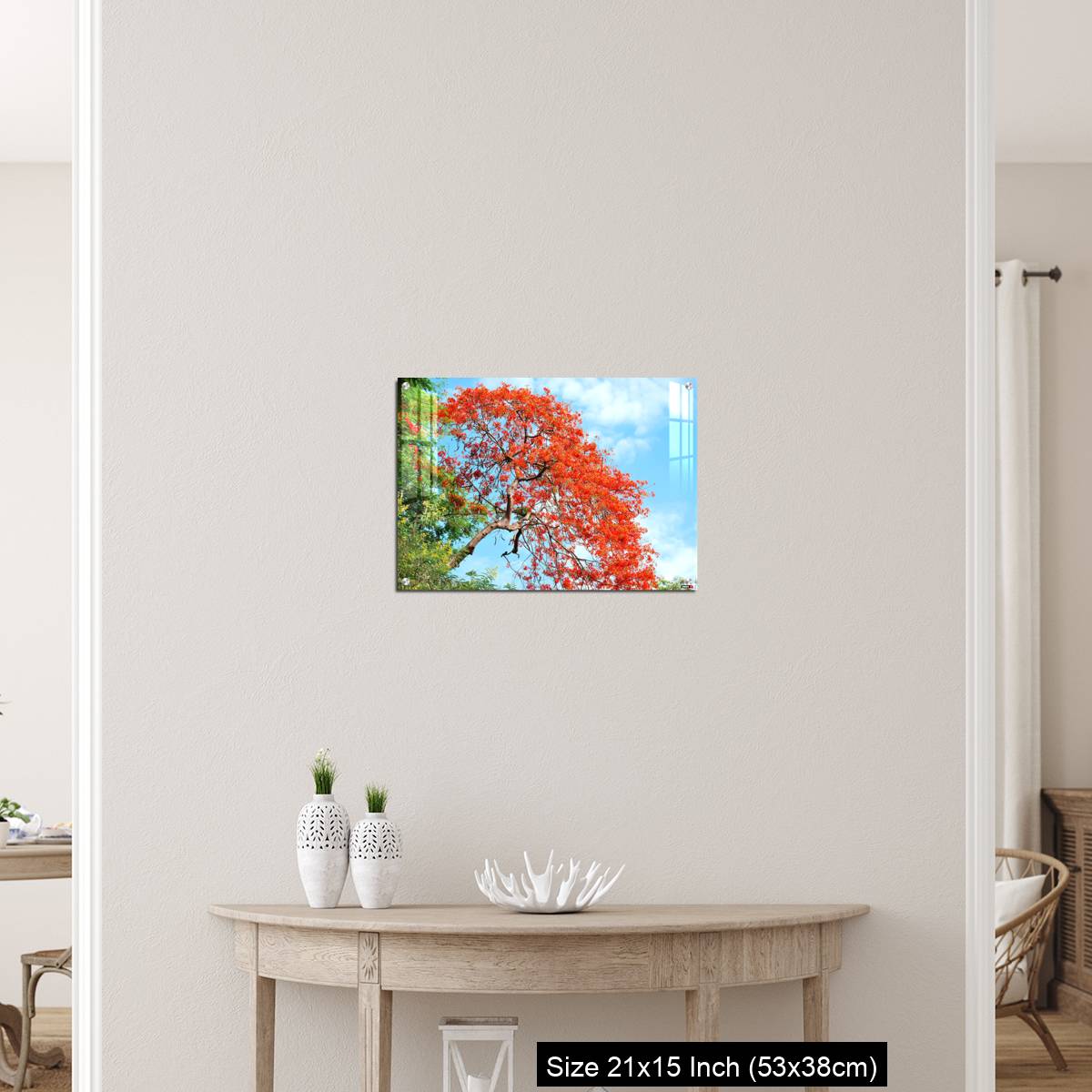 OMGs Acrylic Wall Decor – Gul Mohar tree in full bloom against a bright blue tropical sky in Mumbai, India. - Image 19