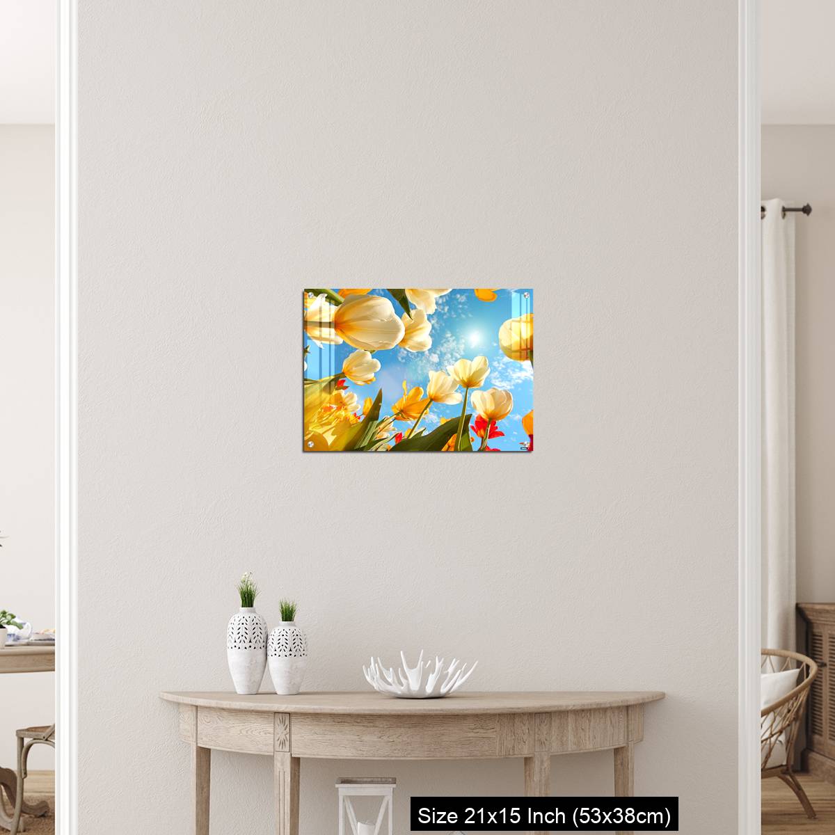 OMGs Acrylic Wall Decor – Summertime: sunny sky with colorful tulips flowers, looking up - Image 19