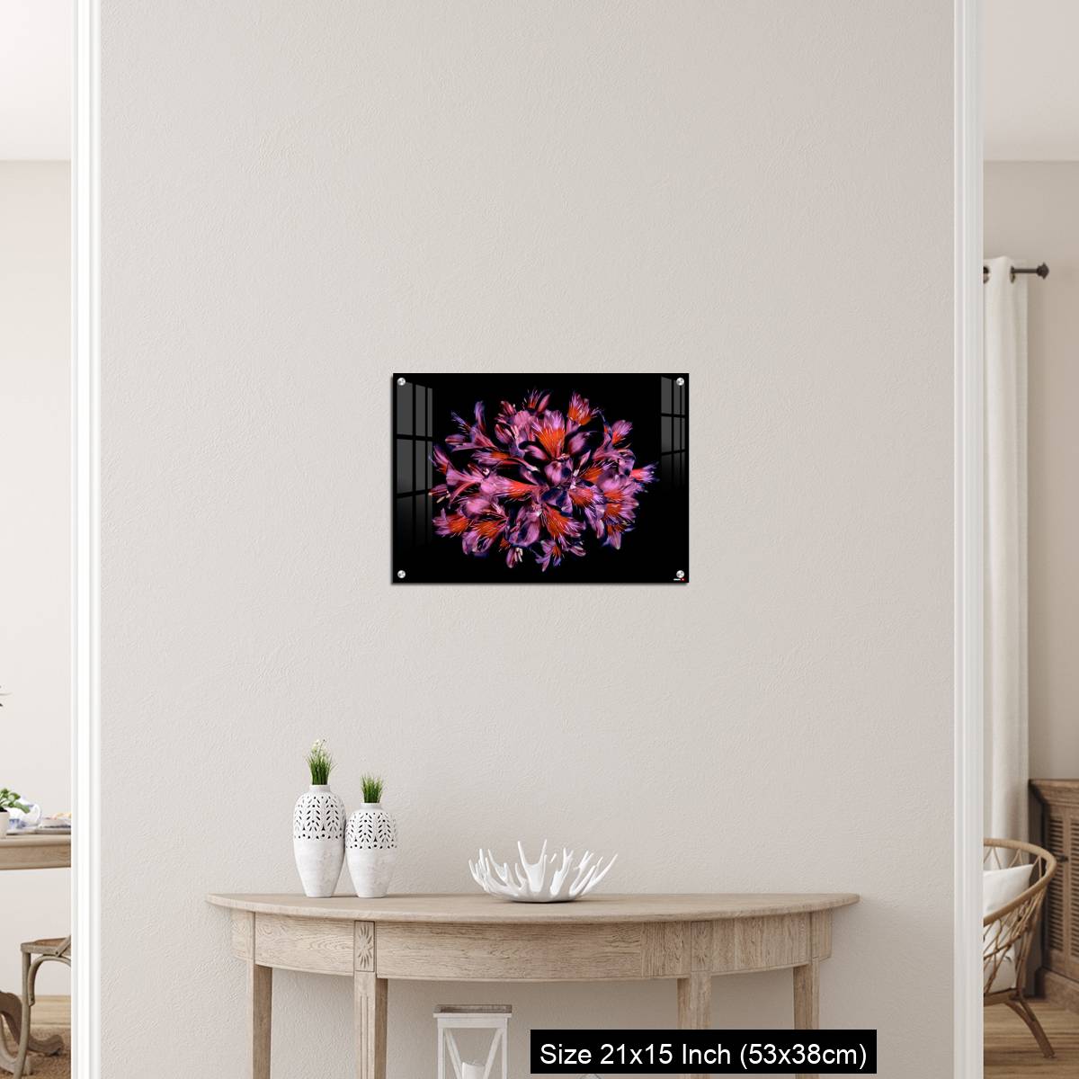 OMGs Acrylic Wall Decor – Vibrant coloured floral abstract design using Peruvian lilies with black background - Image 19