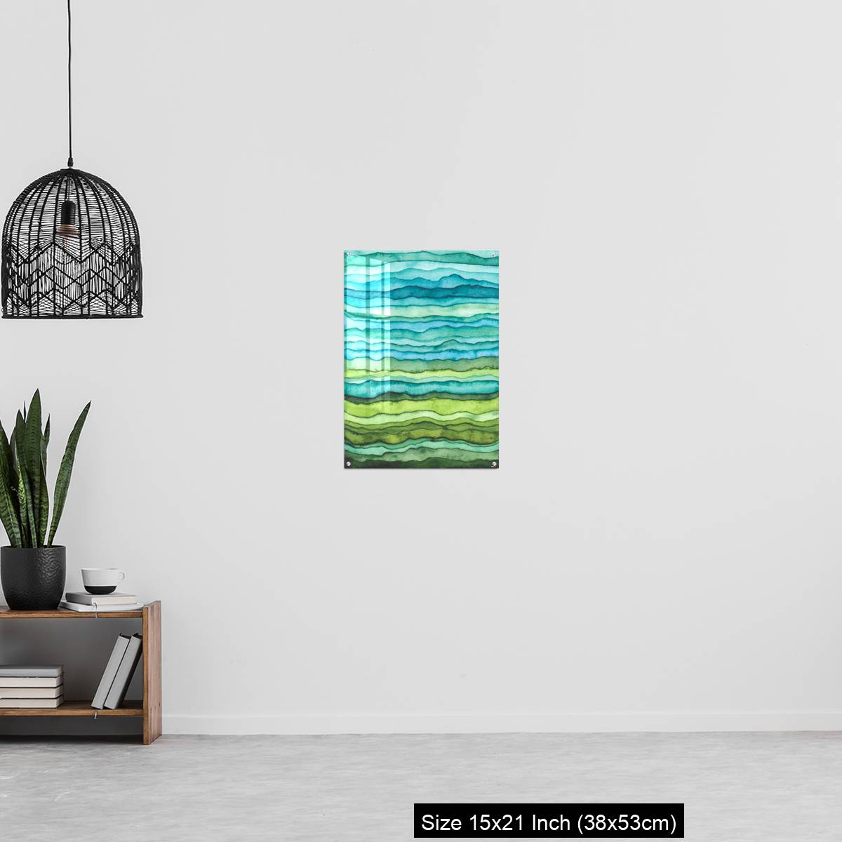 OMGs Acrylic Wall Decor – Blue and Green Waves. Hand Drawn Watercolor Background - Image 20