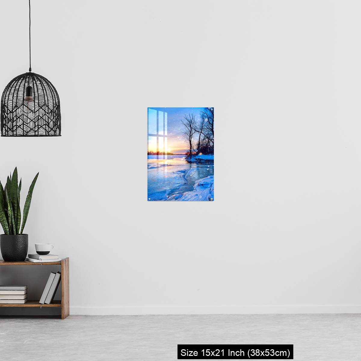 OMGs Acrylic Wall Decor – winter landscape panorama; sunset on the frozen river - Image 20