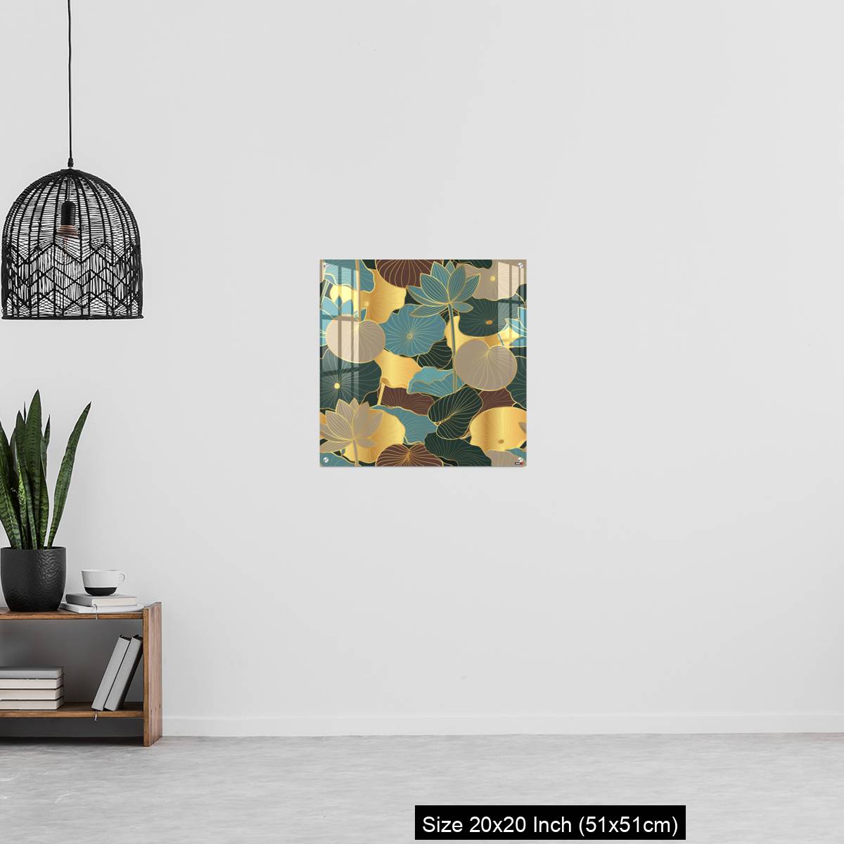 OMGs Acrylic Wall Decor – Seamless vector pattern with golden lotus leaves and flowers. - Image 20