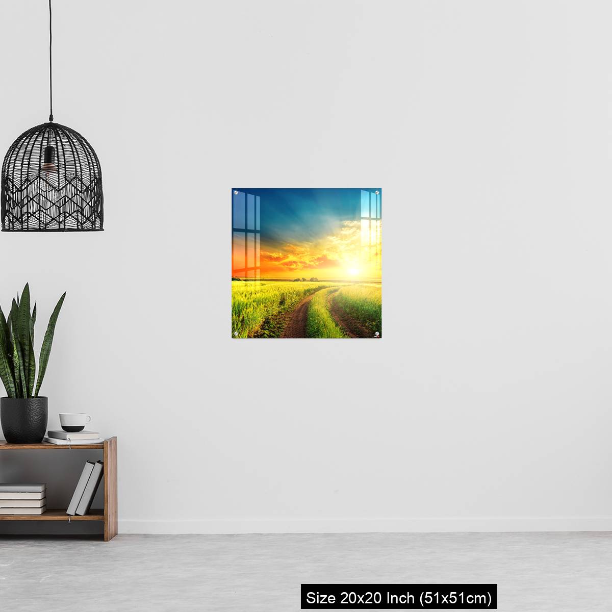 OMGs Acrylic Wall Decor – good sunset and road in green fields - Image 20