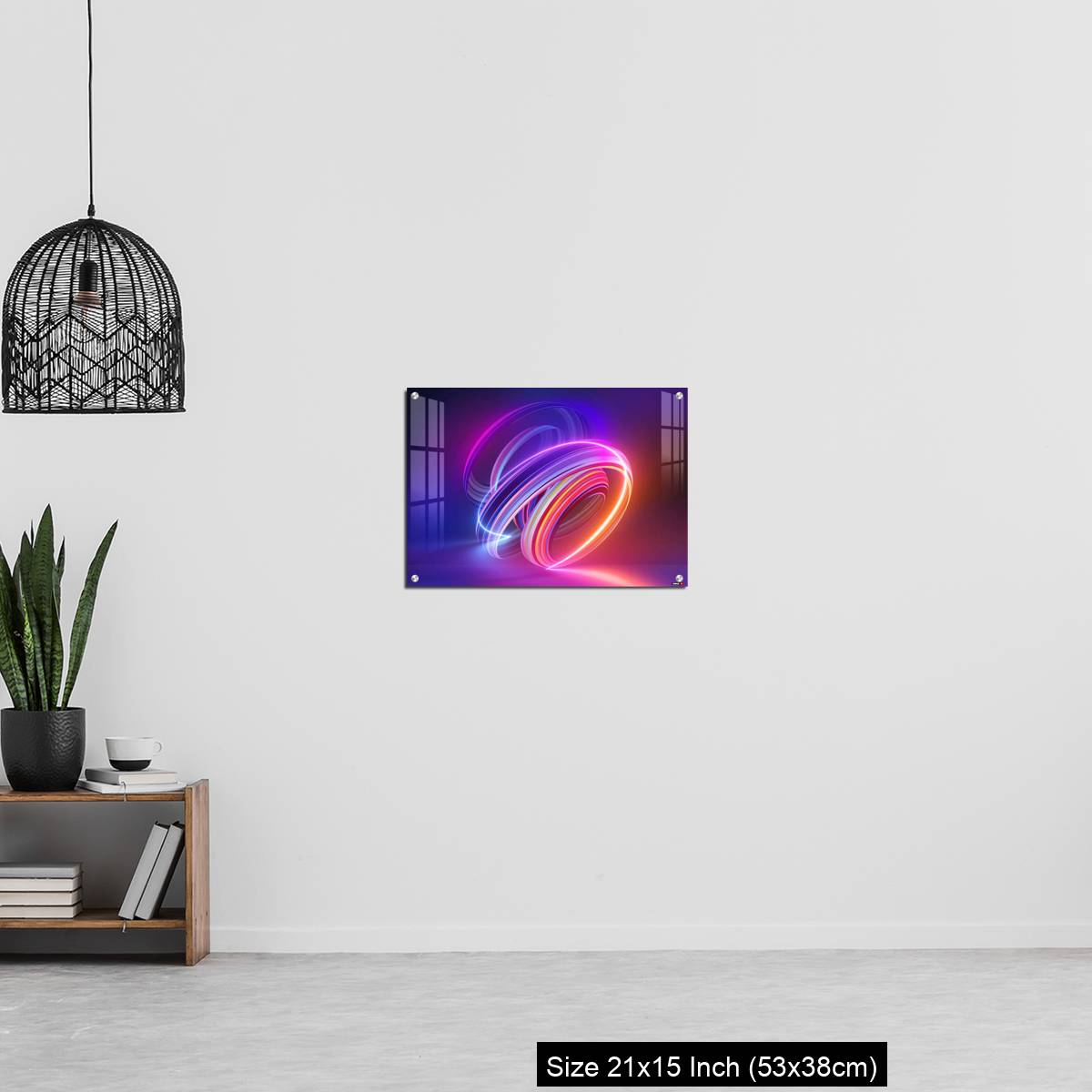 OMGs Acrylic Wall Decor – Colorful background with abstract shape glowing in ultraviolet spectrum, curvy neon lines - Image 20