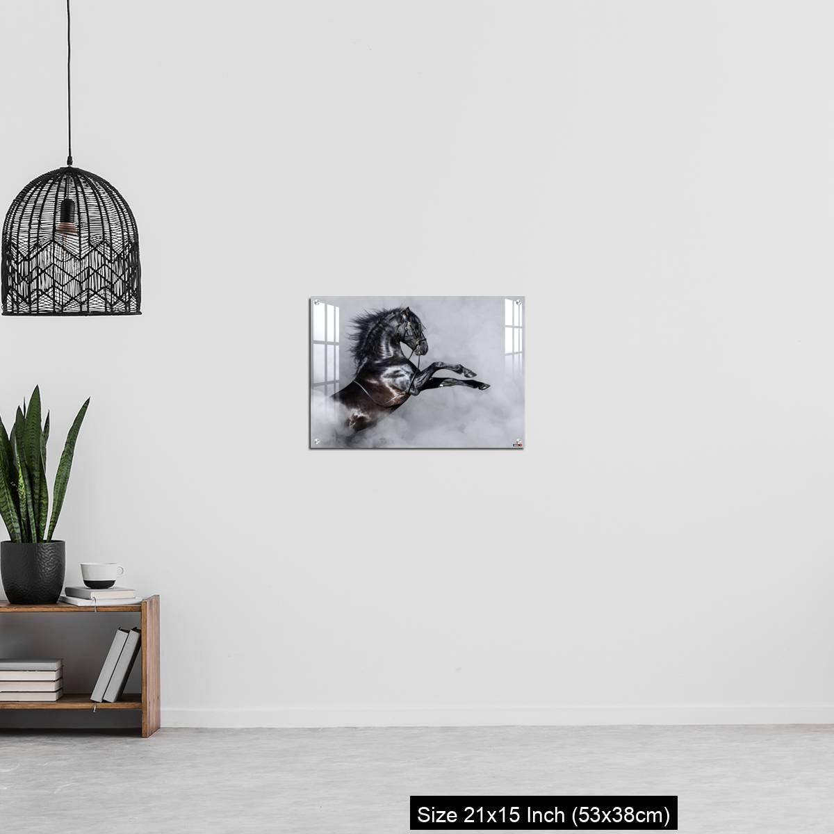 OMGs Acrylic Wall Decor – Black Andalusian horse rearing in smoke. - Image 20