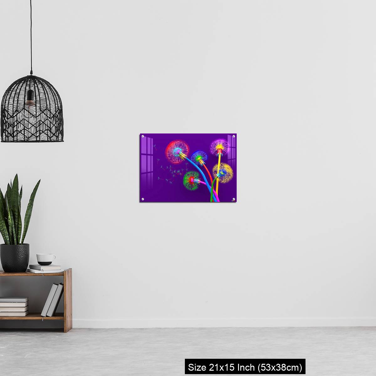 OMGs Acrylic Wall Decor – Bouquet of five flowers of blossoming dandelions of unusual colorful colors - Image 20