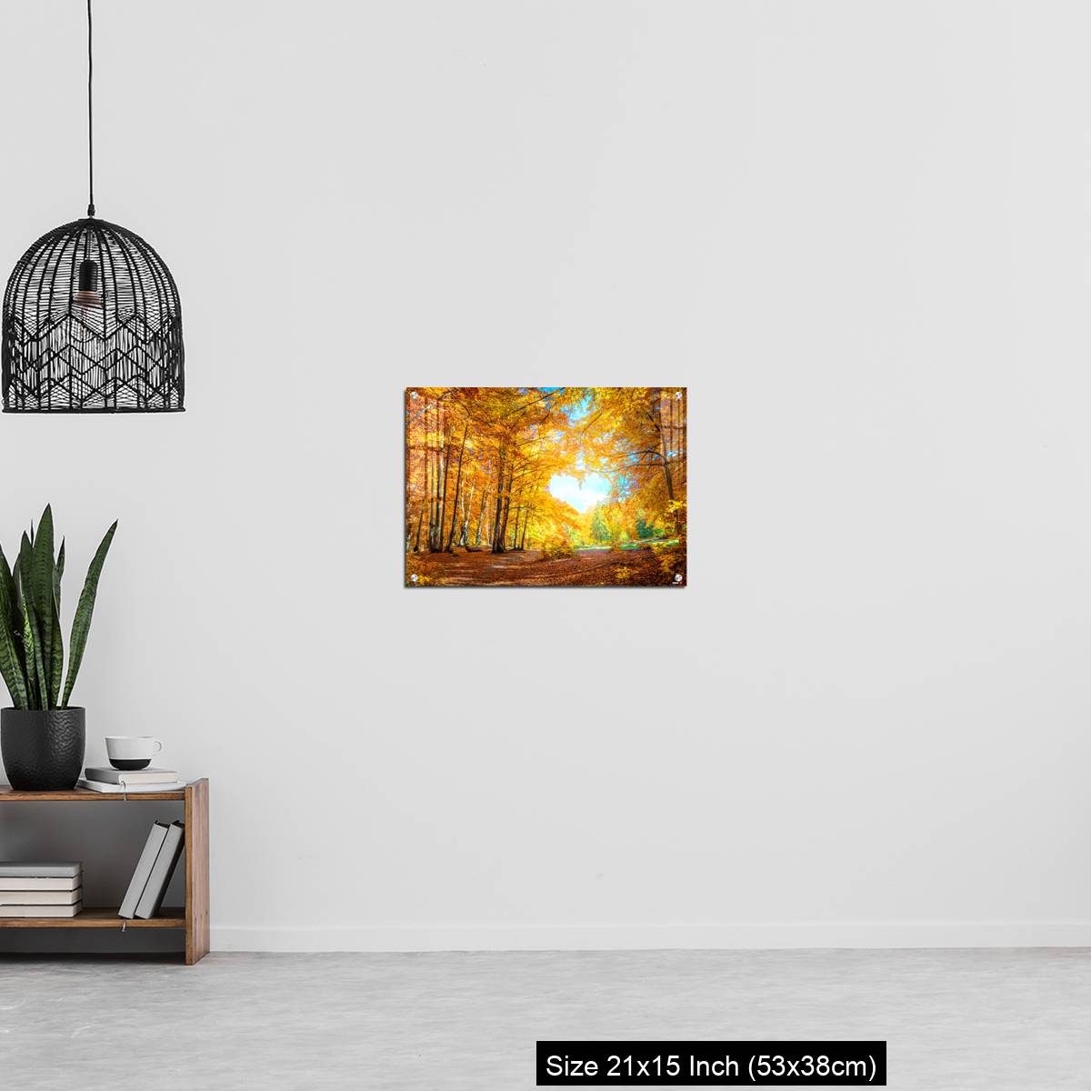 OMGs Acrylic Wall Decor – Heart of autumn - yellow orange trees in forest with heart shape, sunny weather, good day - Image 20