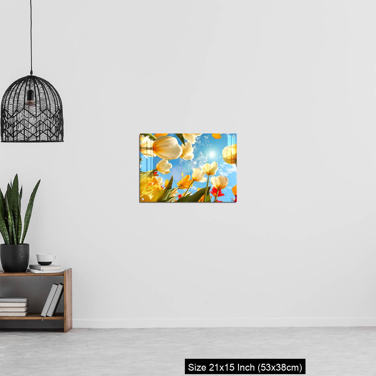 OMGs Acrylic Wall Decor – Summertime: sunny sky with colorful tulips flowers, looking up - Image 20