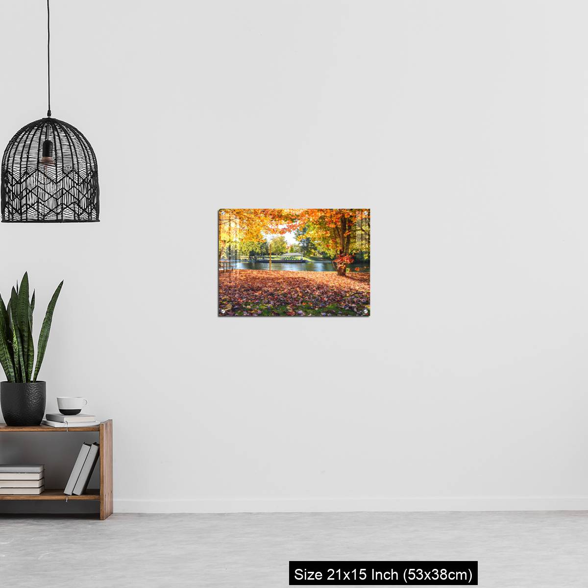 OMGs Acrylic Wall Decor – Deserted riverside park covered in fallen leaves on a sunny autumn day - Image 20