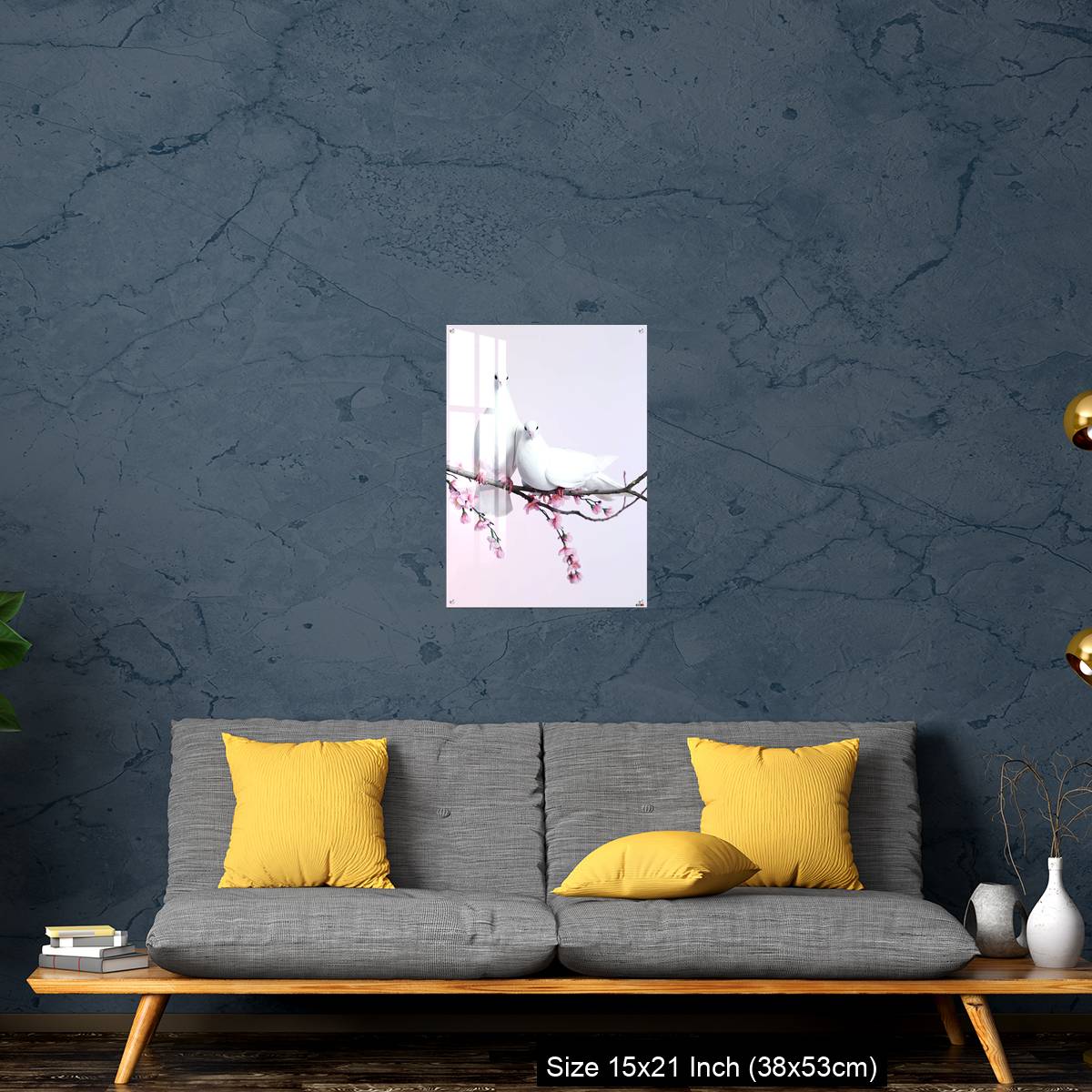 OMGs Acrylic Wall Decor – A pair of doves sat on a branch with blossom - Image 21