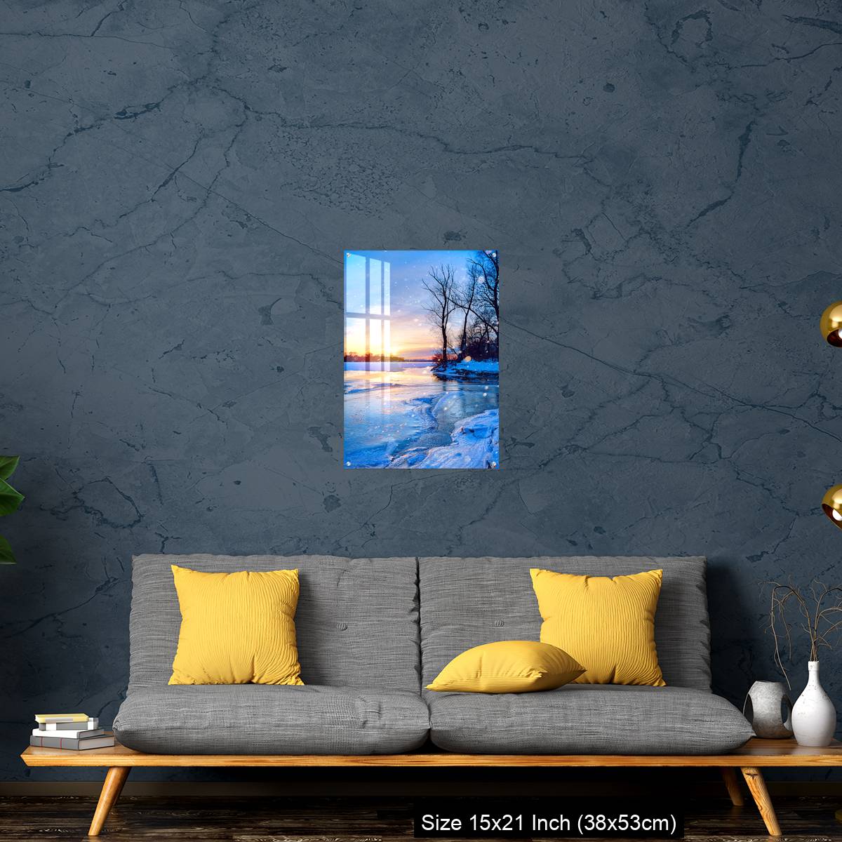 OMGs Acrylic Wall Decor – winter landscape panorama; sunset on the frozen river - Image 21