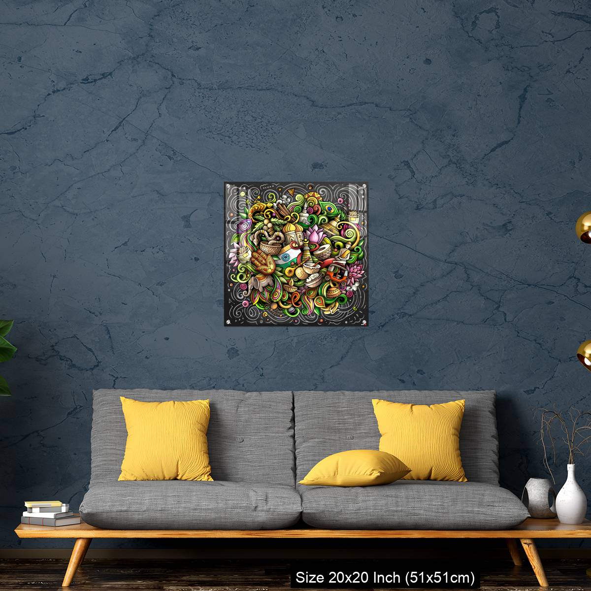 OMGs Acrylic Wall Decor – India hand drawn cartoon doodles - Image 21