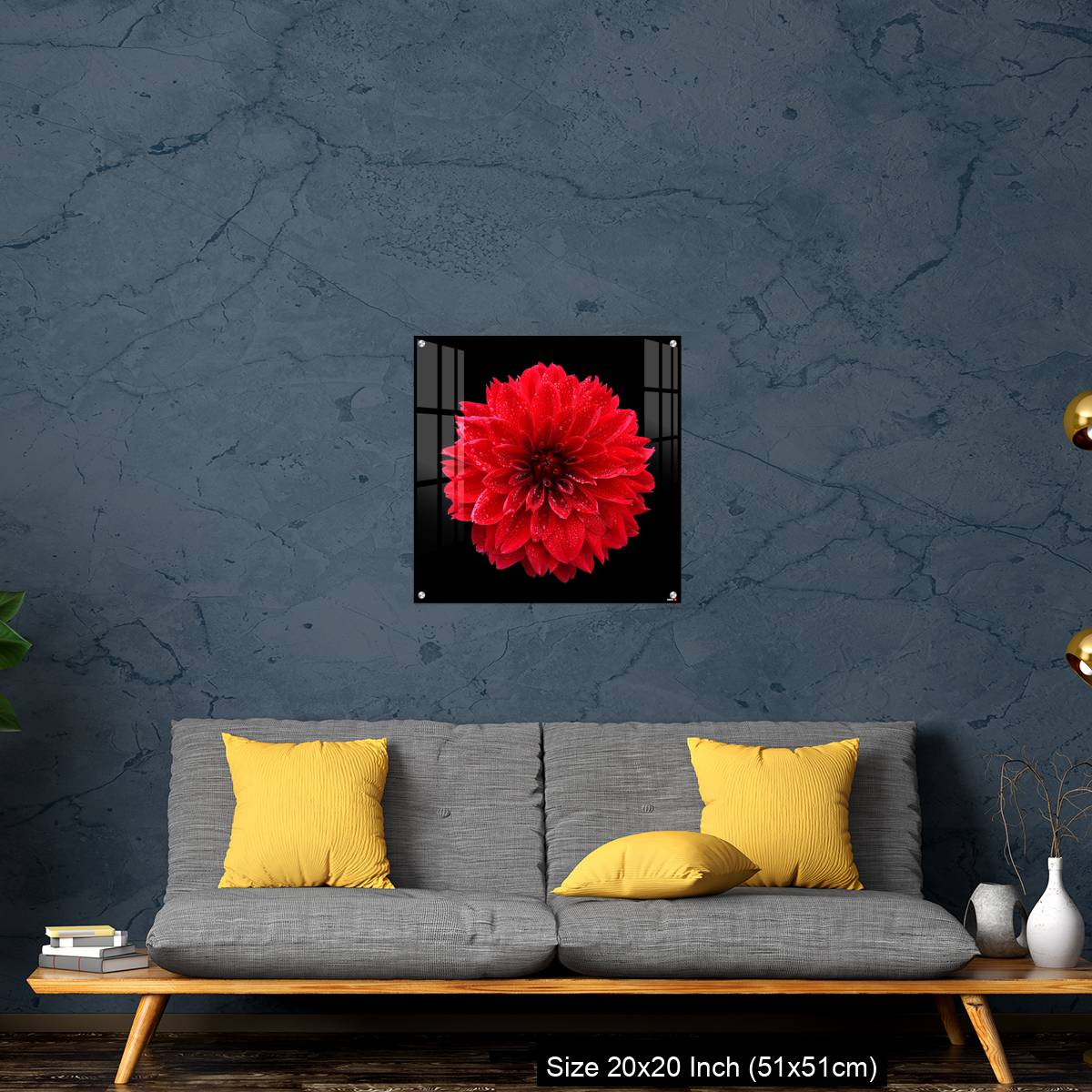 OMGs Acrylic Wall Decor – Red dahlia,like a ball of fire,on black background - Image 21