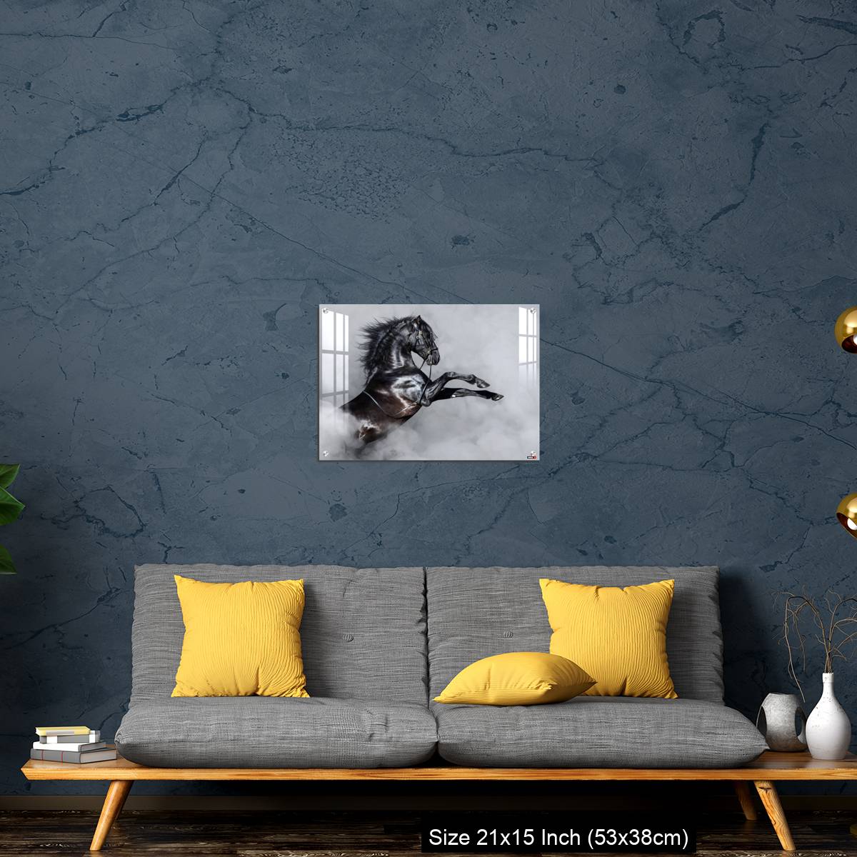 OMGs Acrylic Wall Decor – Black Andalusian horse rearing in smoke. - Image 21