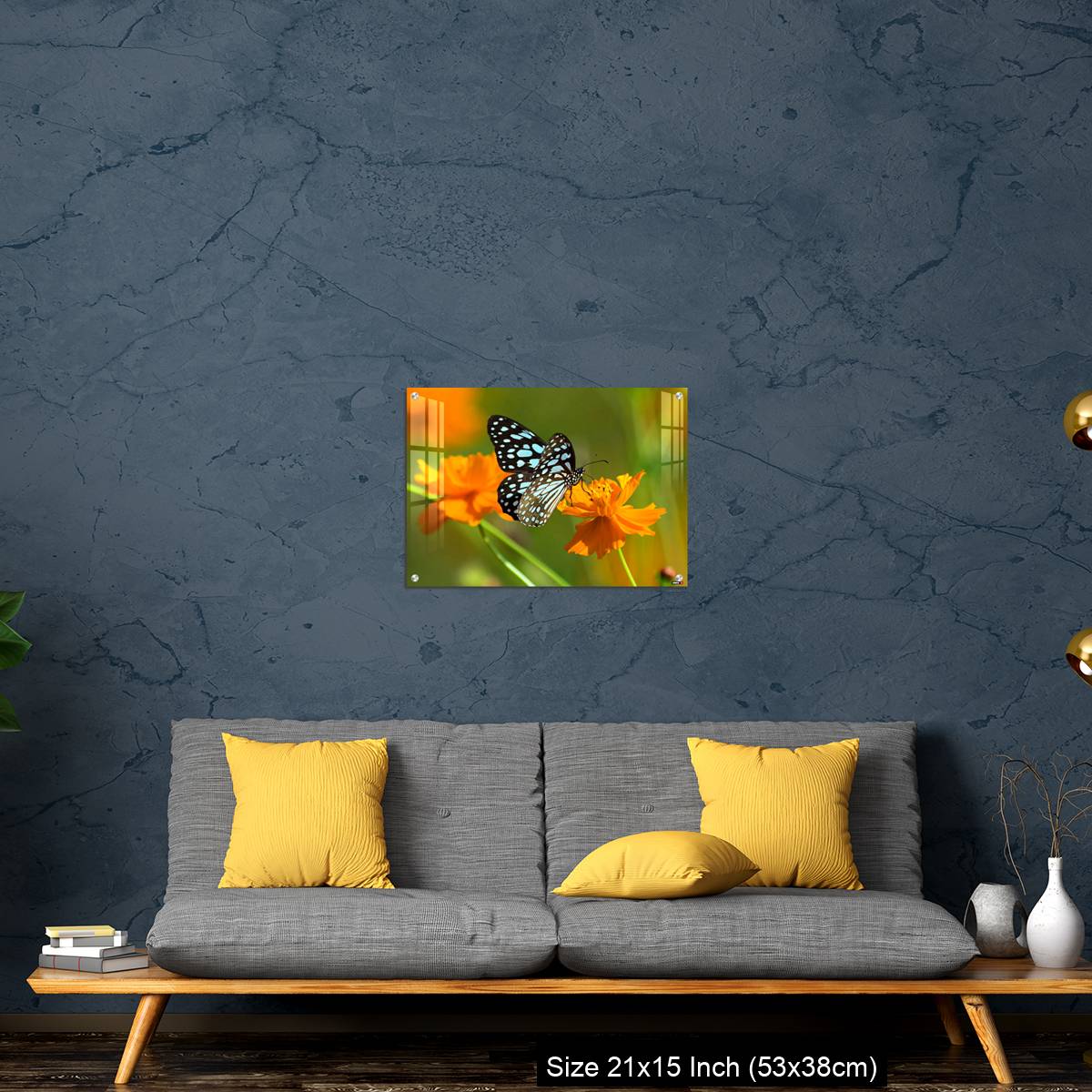 OMGs Acrylic Wall Decor – Blue tiger butterfly or Tirumala limniace on an orange flower - Image 21