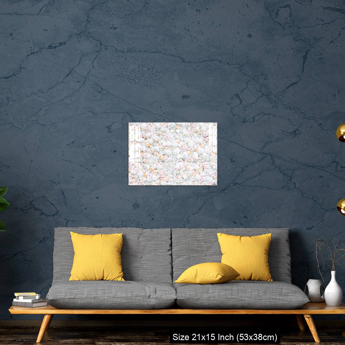 OMGs Acrylic Wall Decor – Flowers wall background with white and light orange roses. - Image 21