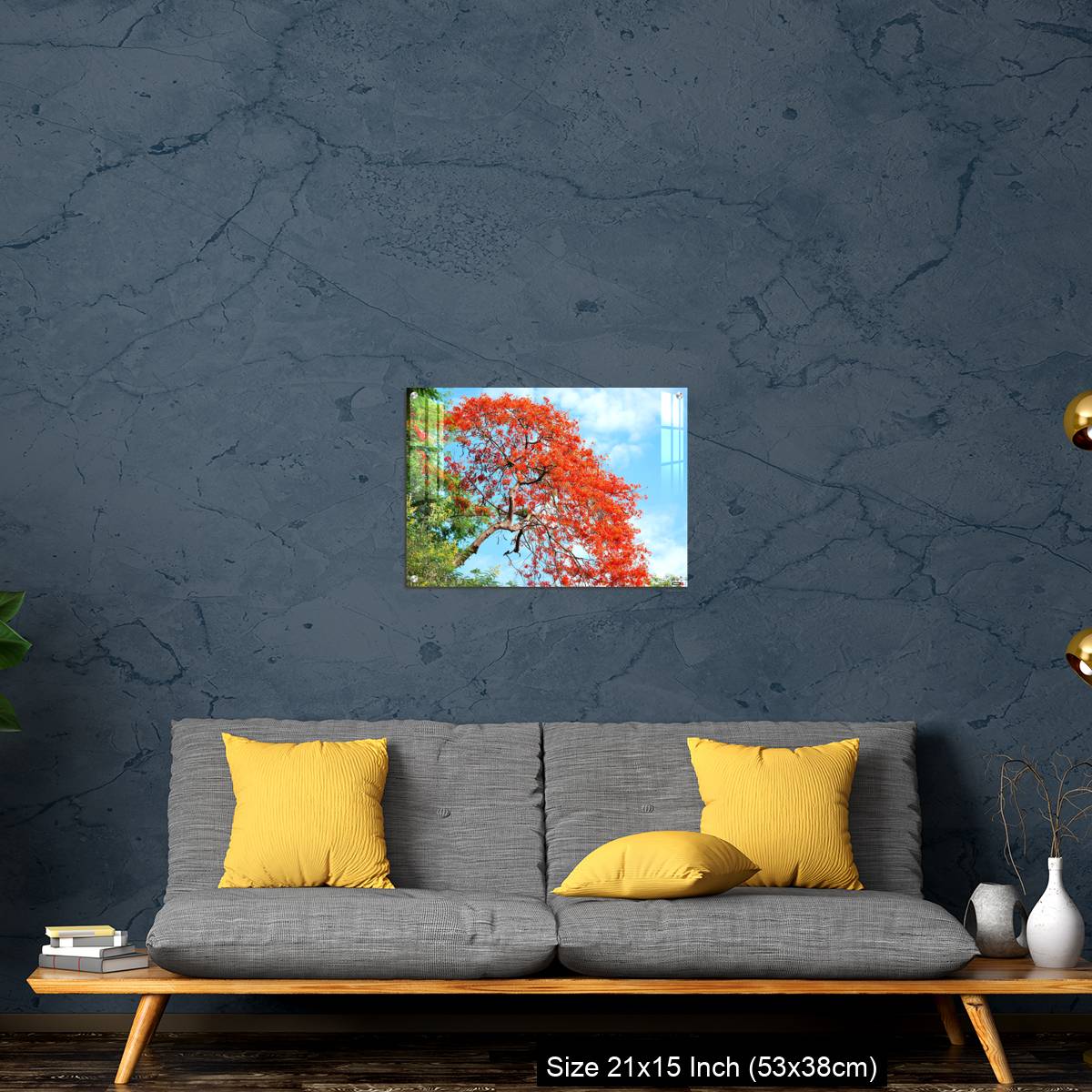 OMGs Acrylic Wall Decor – Gul Mohar tree in full bloom against a bright blue tropical sky in Mumbai, India. - Image 21