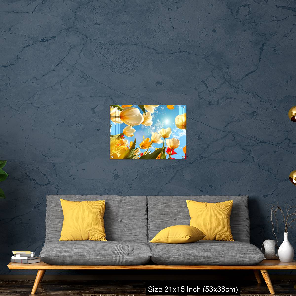 OMGs Acrylic Wall Decor – Summertime: sunny sky with colorful tulips flowers, looking up - Image 21
