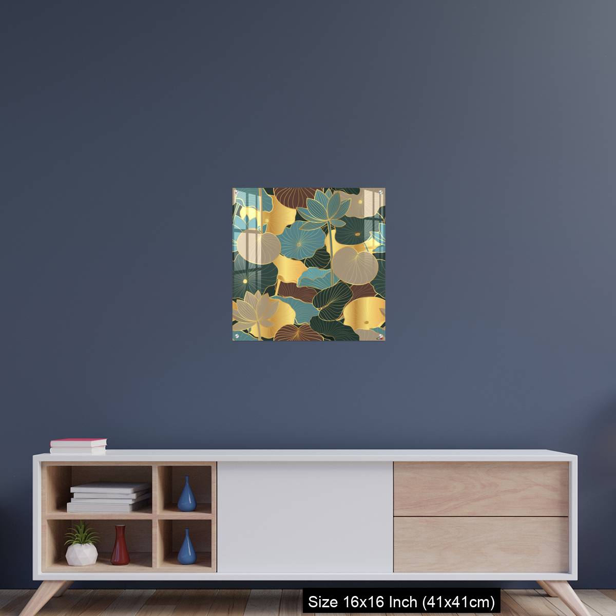 OMGs Acrylic Wall Decor – Seamless vector pattern with golden lotus leaves and flowers. - Image 22