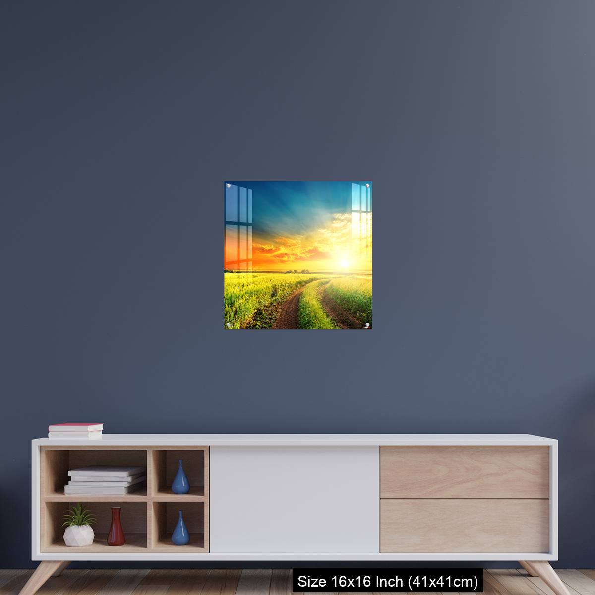 OMGs Acrylic Wall Decor – good sunset and road in green fields - Image 22