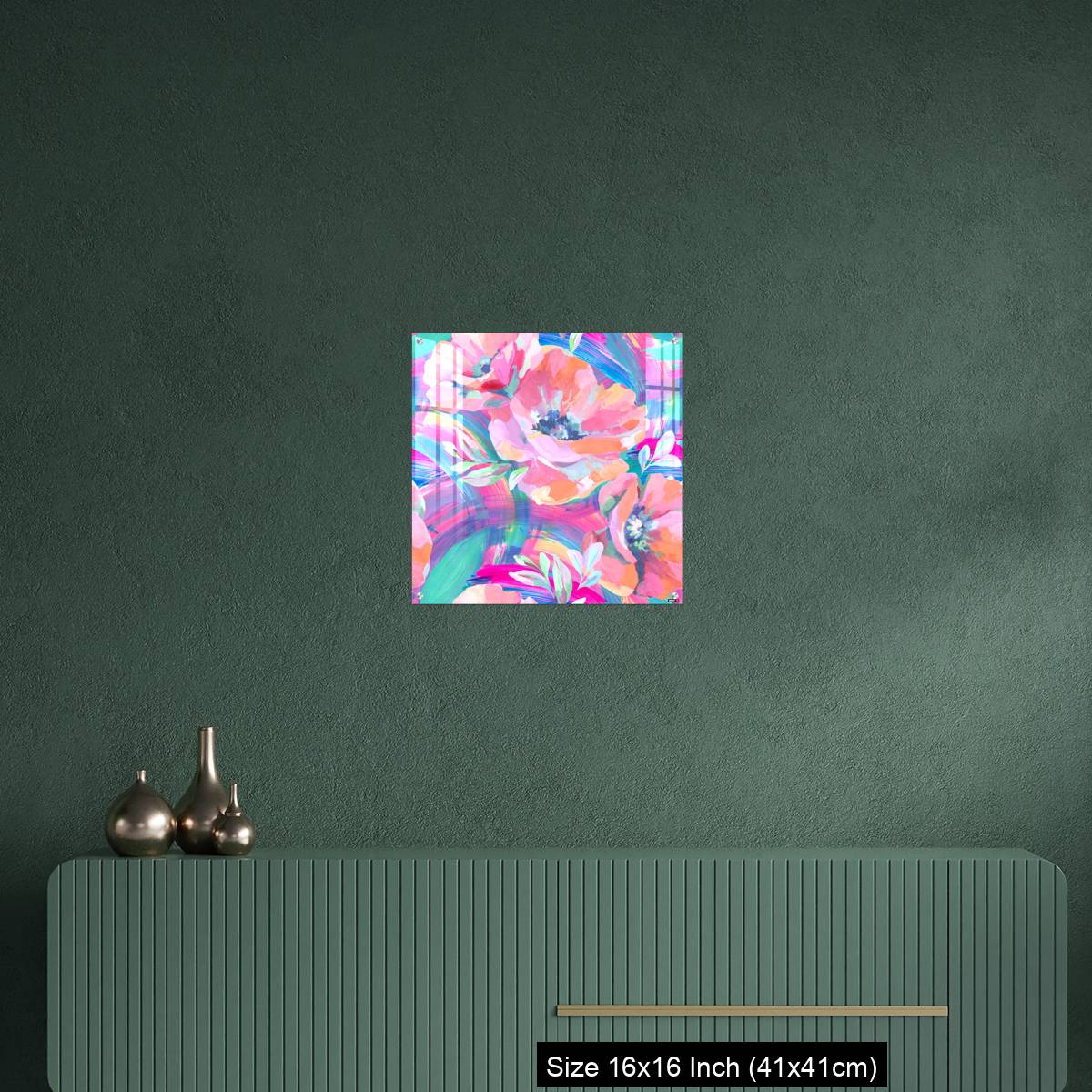 OMGs Acrylic Wall Decor – Acrylic flowers, leaves, paint smears seamless pattern. - Image 23