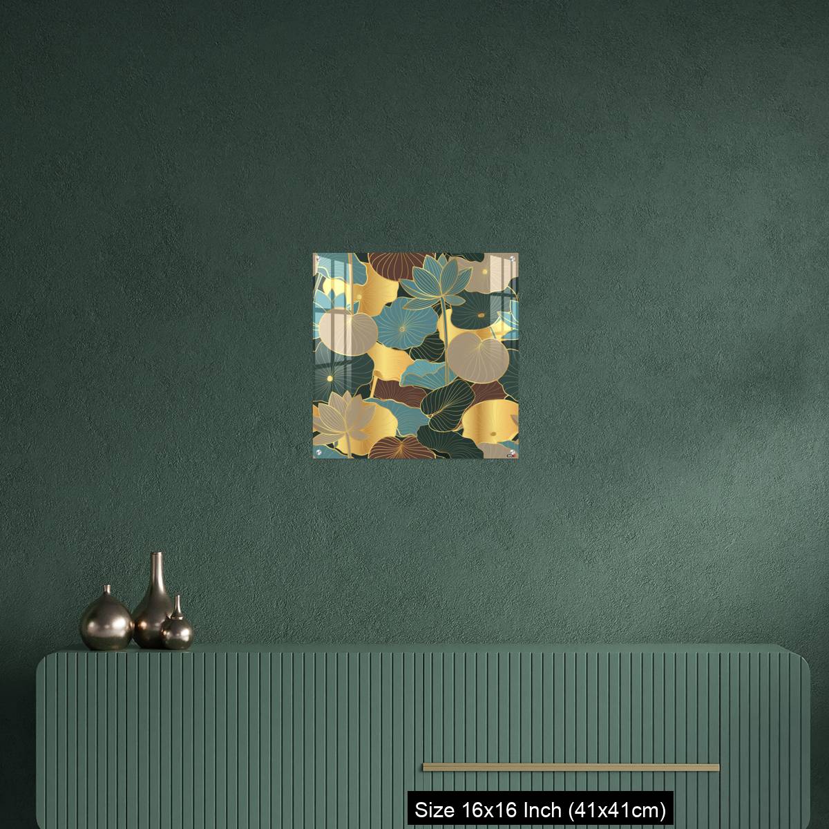 OMGs Acrylic Wall Decor – Seamless vector pattern with golden lotus leaves and flowers. - Image 23