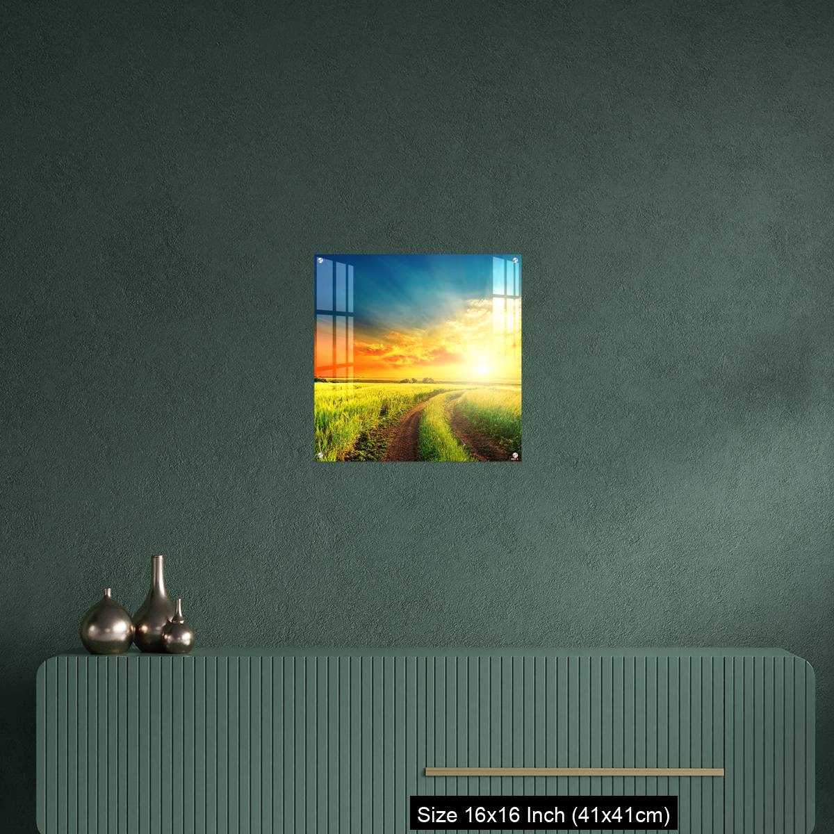 OMGs Acrylic Wall Decor – good sunset and road in green fields - Image 23